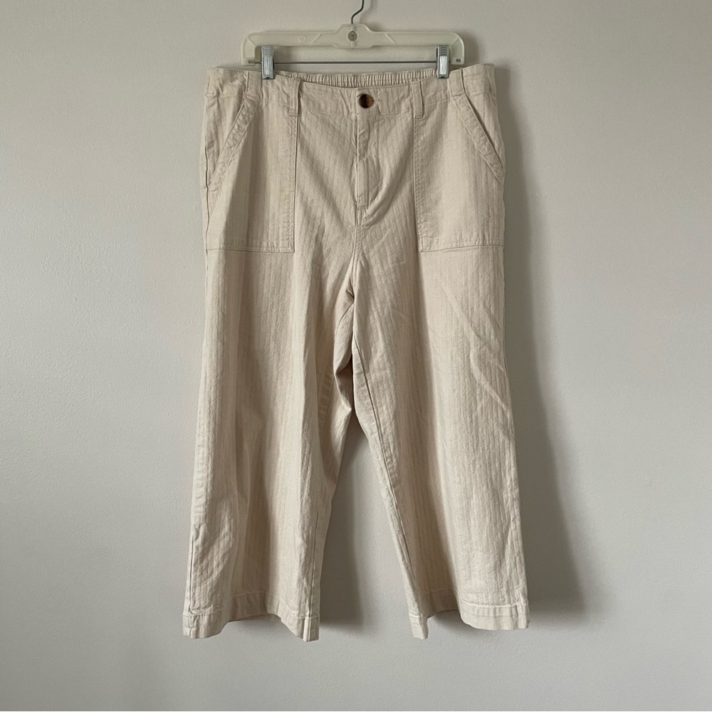 Cream Wide Leg Cropped Pants